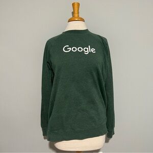 Google Dark Green Crewneck Pullover Sweatshirt Size M Tech Comfy Cotton
